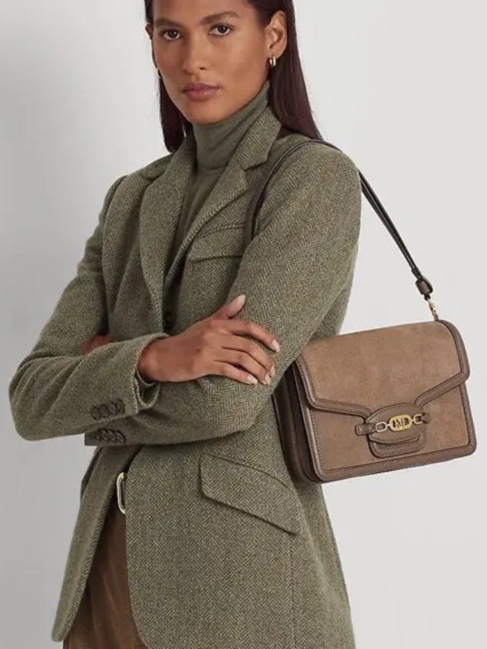 Lauren Ralph Lauren Suede Sydnee Shoulder Chain Bag - Picture 8 of 8